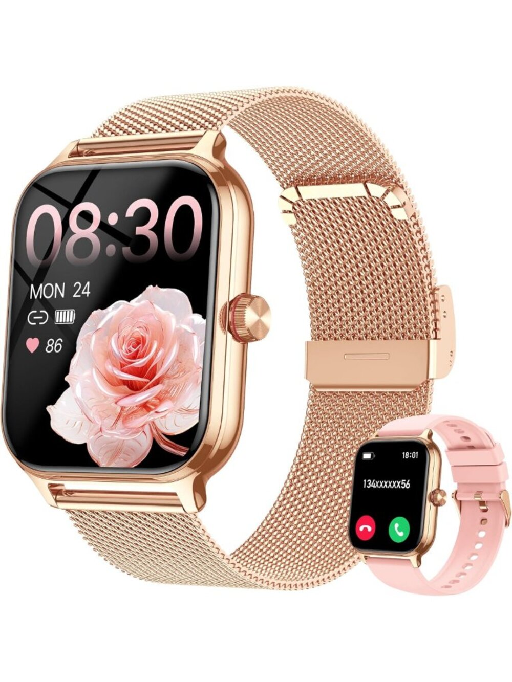 Stylish Smart Watch for Fitness, Heart Rate & Sleep Monitor, 110+ Sport Modes